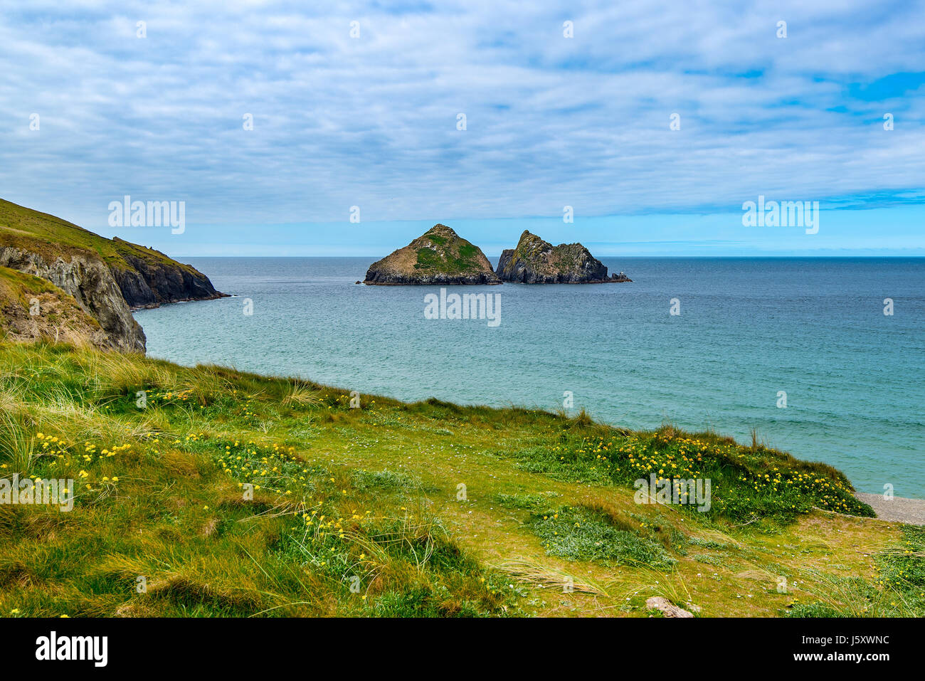 Carters Felsen in Holywell Bay in der Nähe von Newquay, Cornwall, UK Stockfoto