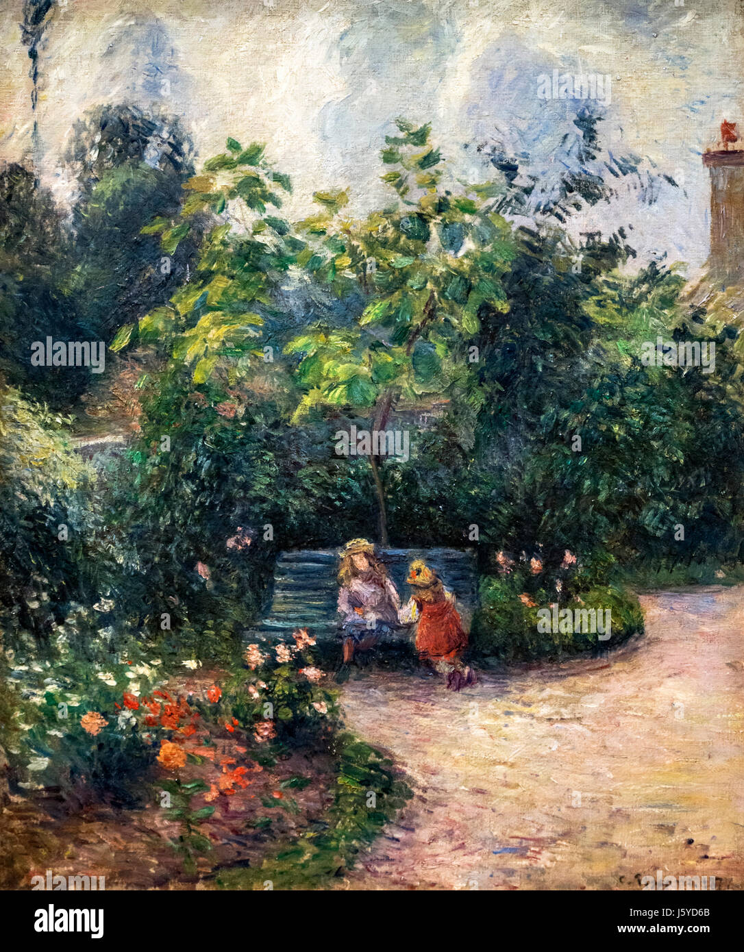 Pissarro. Gemälde mit dem Titel "Coin de Jardin ein l ' Hermitage Pontoise" (Ecke des Gartens an der Eremitage Pontoise) von Camille Pissarro (1830-1903), Öl auf Leinwand, 1877 Stockfoto