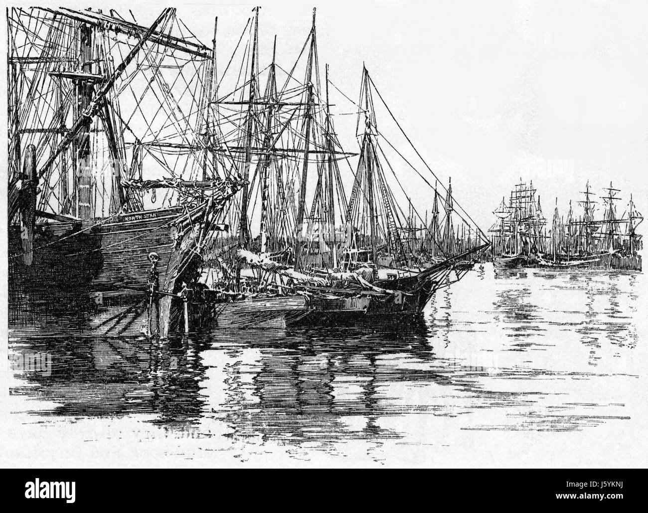 La Boca, Mündung des Riachuelo River, Buenos Aires, Argentinien, neue monatliche Zeitschrift Harpers, Illustration, März 1891 Stockfoto