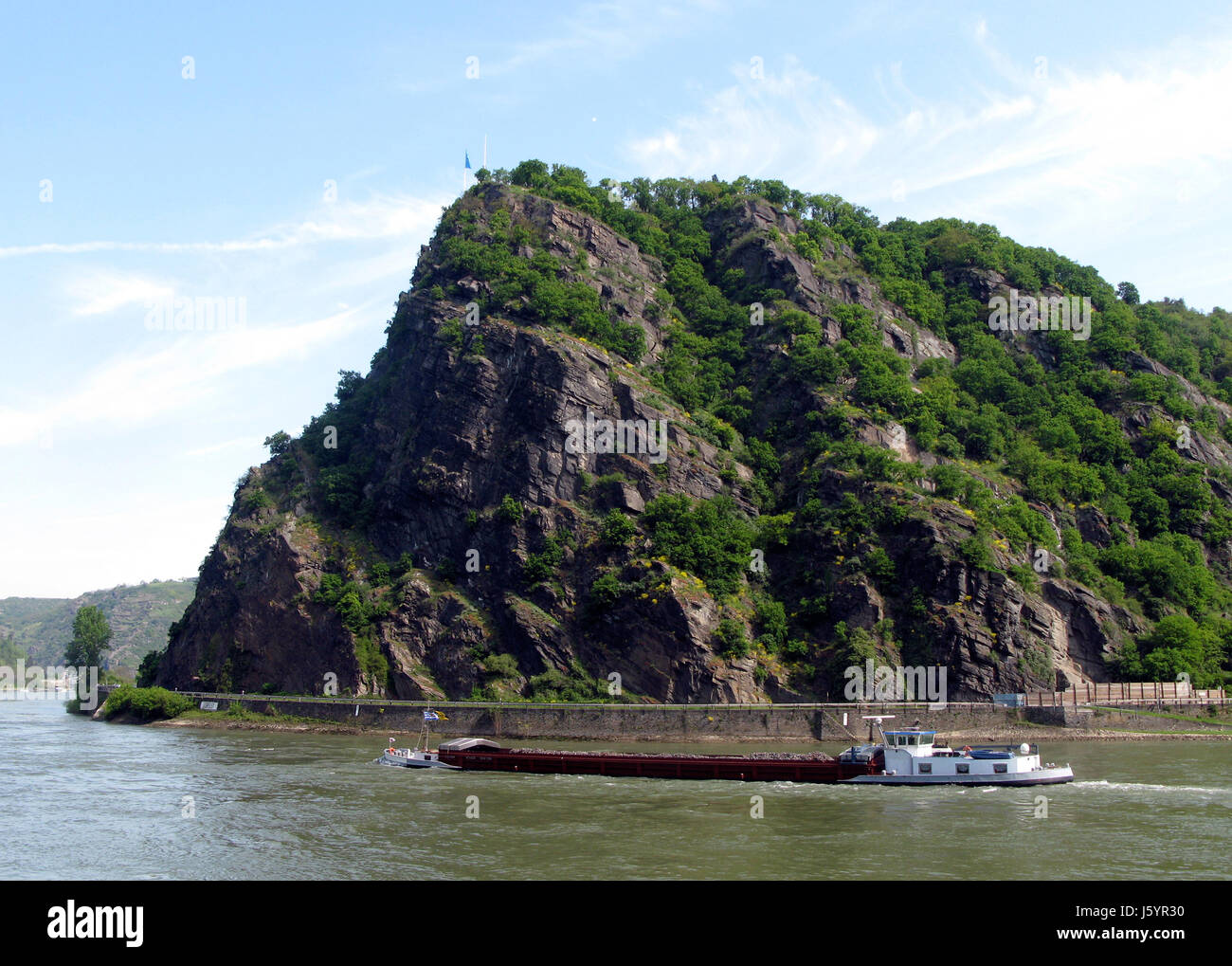 Rhein Rock Welt Kulturerbe Mythos Loreley Weinberge Tal Segelboot Stockfoto