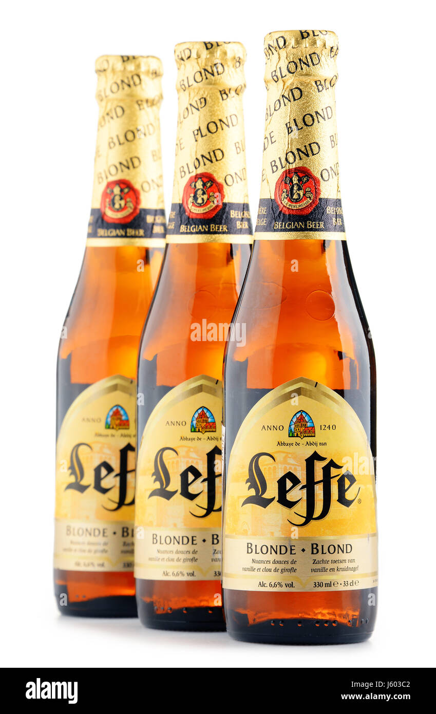 POZNAN, Polen - 22. Juni 2016: Leffe ist eine Marke im Besitz von InBev Belgien, Europäische operativer Arm der globalen Anheuser-Busch InBev Brauerei Bier Stockfoto