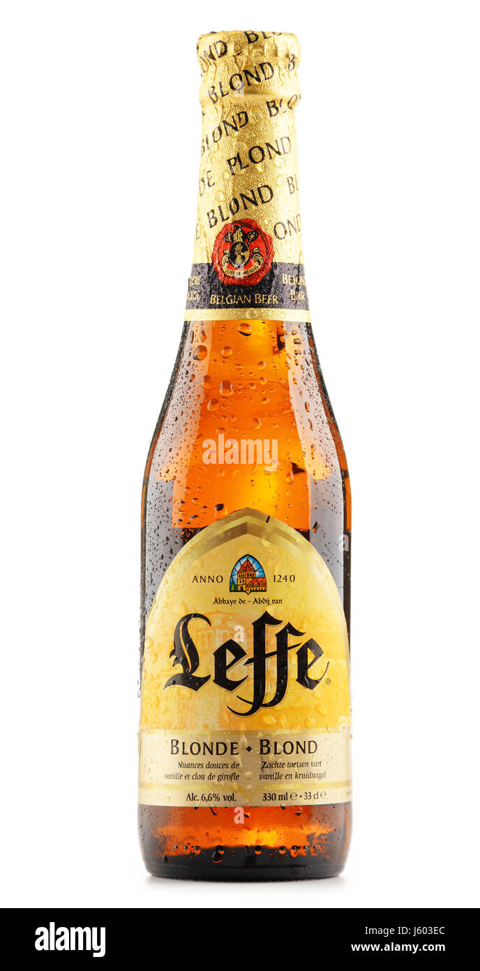 POZNAN, Polen - 22. Juni 2016: Leffe ist eine Marke im Besitz von InBev Belgien, Europäische operativer Arm der globalen Anheuser-Busch InBev Brauerei Bier Stockfoto
