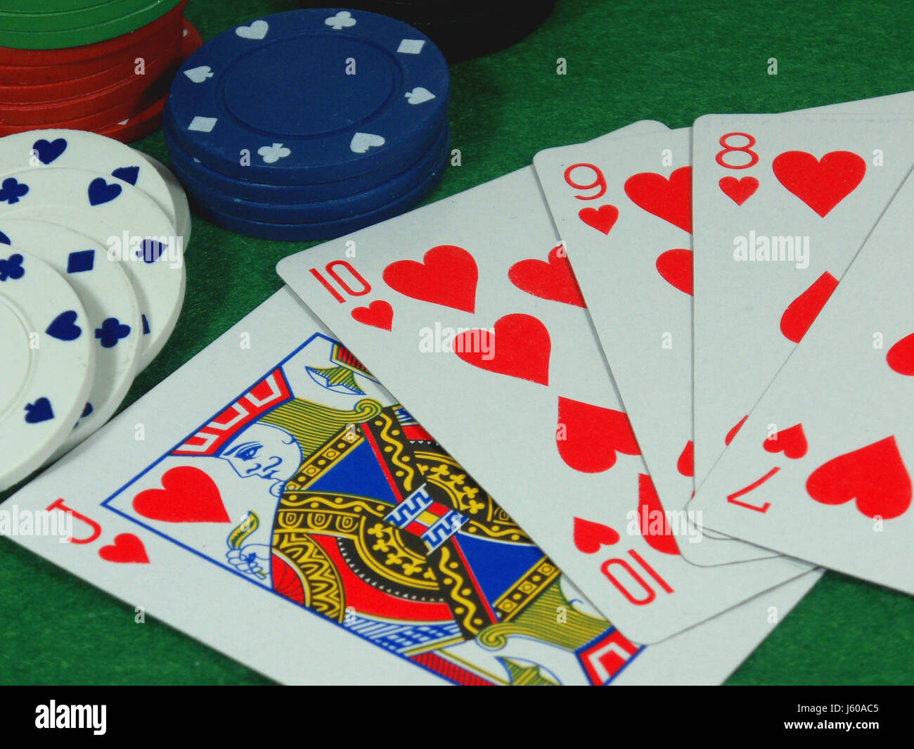 Packung von Karten fünf Packung von Karten Spiel Zubehör Zubehör Spiel des Zufalls Stockfoto