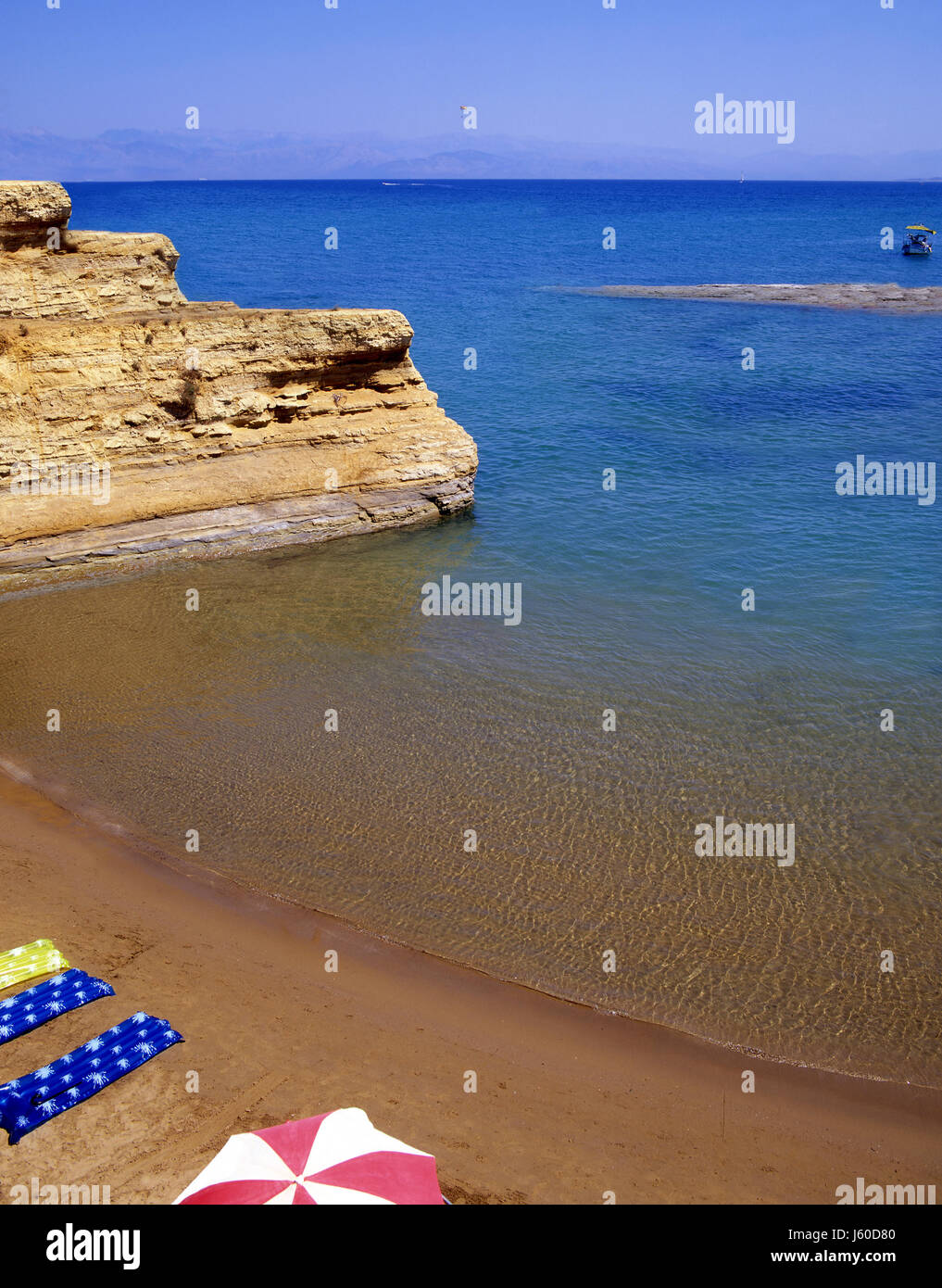 Griechenland Küste Bucht klar Korfu Sand Sand blaue Reisen Urlaub Urlaub Urlaub Stockfoto