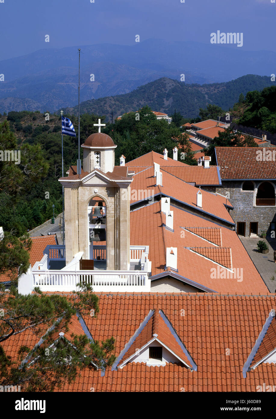 Berge überqueren Glocke Zypern Turm Reisen Religion Klosterkirche kulturelle Stockfoto