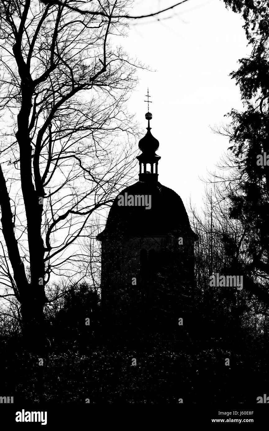 Graz, Österreich - 16. Januar 2011: Silhouette Blick anschließend Turm auf dem Schlossberg Hill, Graz, Steiermark, Österreich Stockfoto