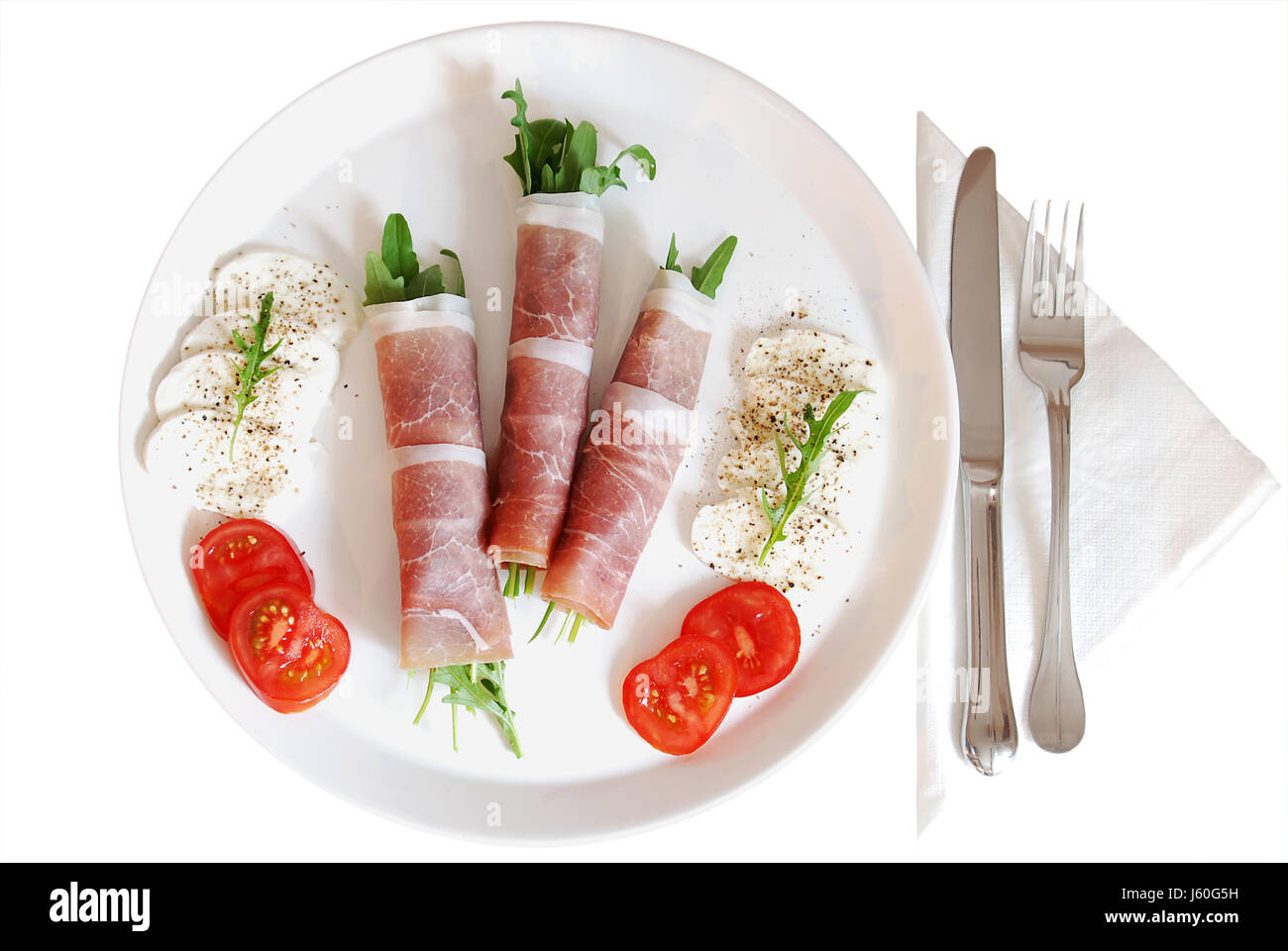 Prosciutto Con rucola Stockfoto