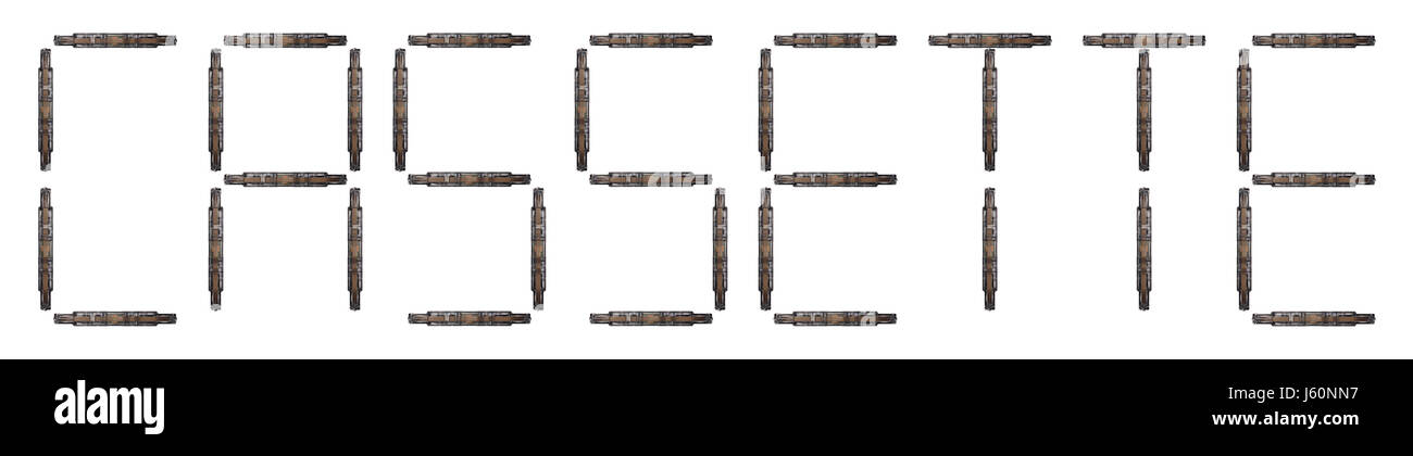 Briefe Wort Brief der achtziger Jahre Kassette Tonträger Disco hören Stockfoto