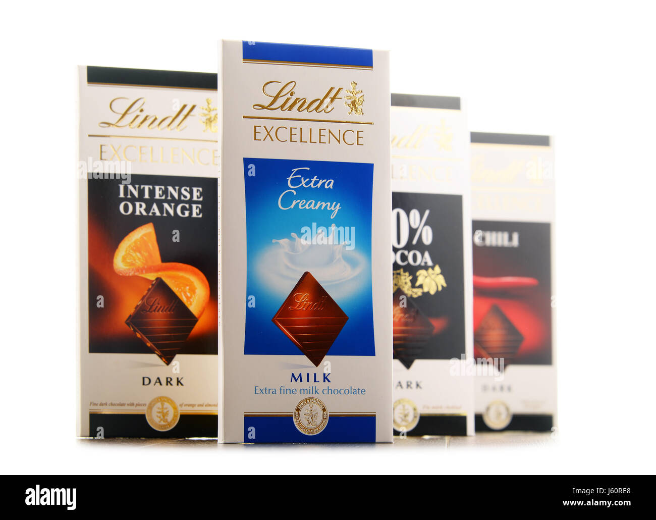 Posen, Polen - 11. Oktober 2016: Gegründet 1845 Lindt & Sprüngli AG ist eine Schweizer chocolatier und bekannt für ihre Schokoriegel Süßwarenunternehmen ein Stockfoto