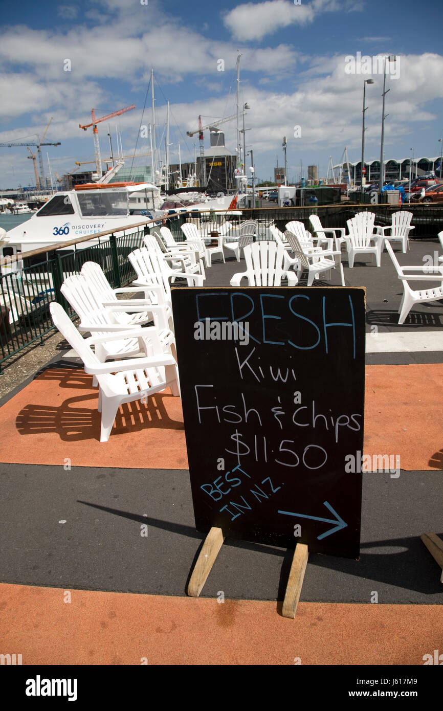Auckland New Zealand Hafen vorderen Fish &amp; Chips Stockfoto