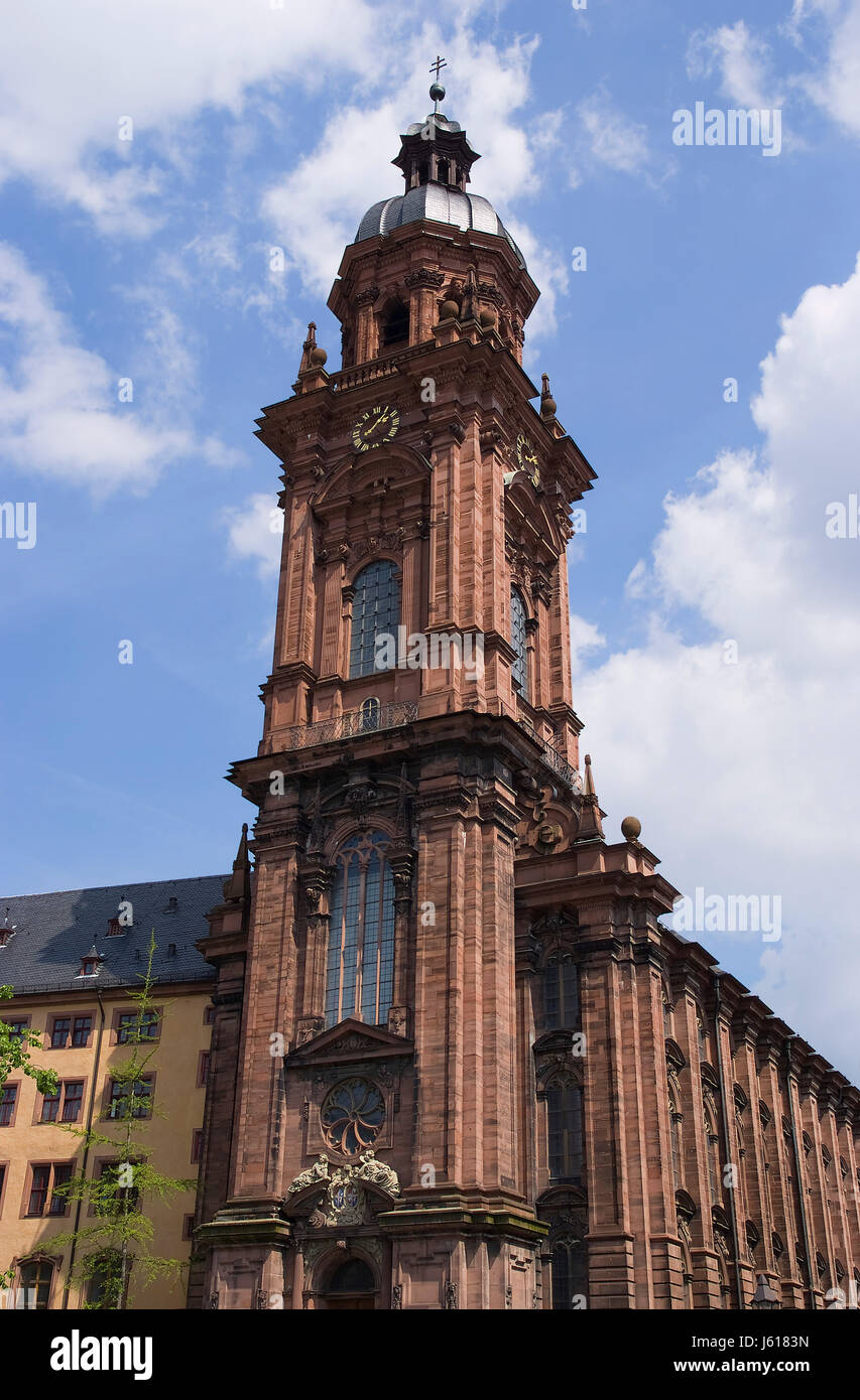 historische Kirche Bayern Turm Emblem Franken historische Kirche Sehenswürdigkeiten alte Stockfoto