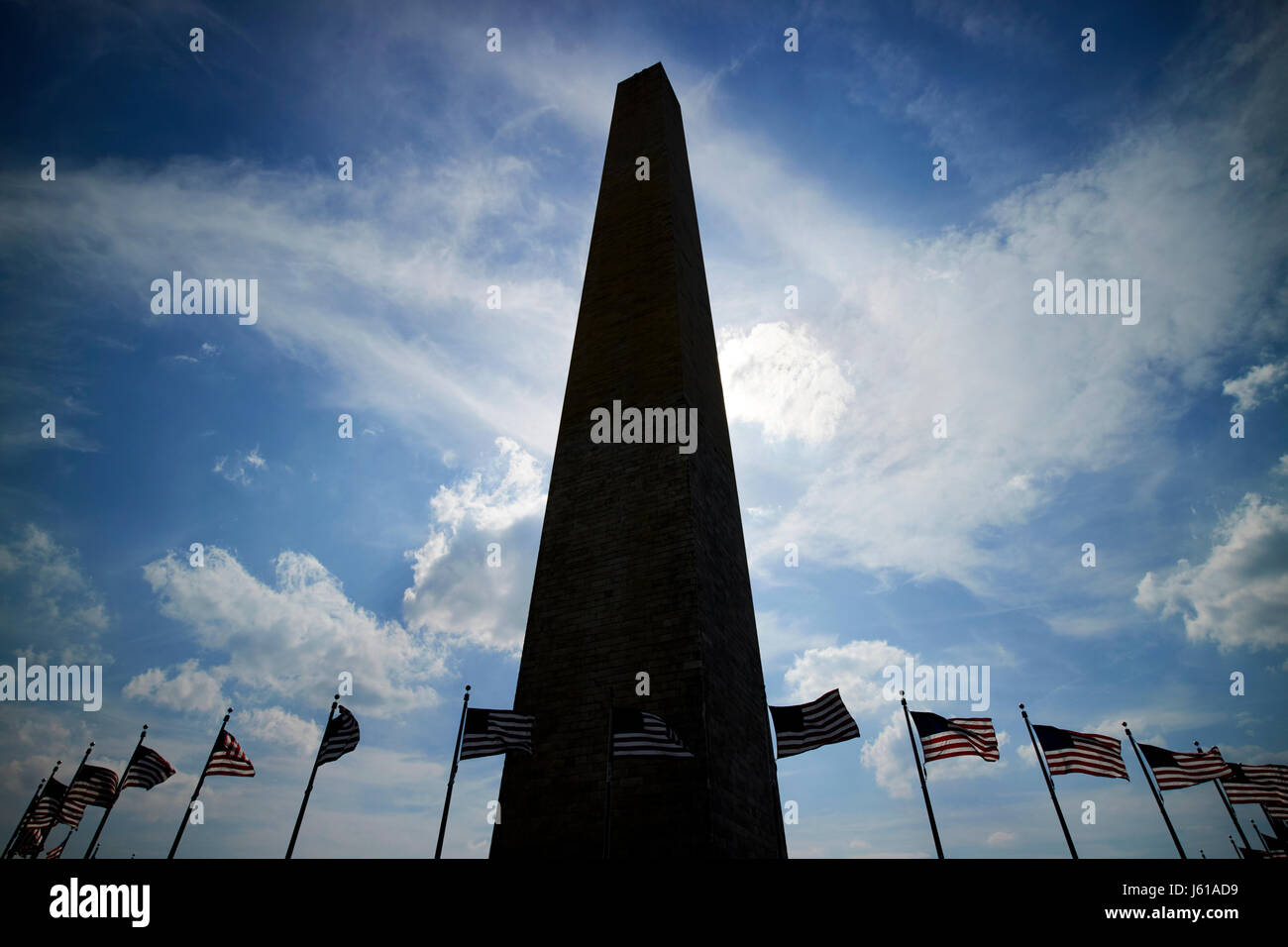 Silhouette des Washington Monument in Washington DC USA Stockfoto