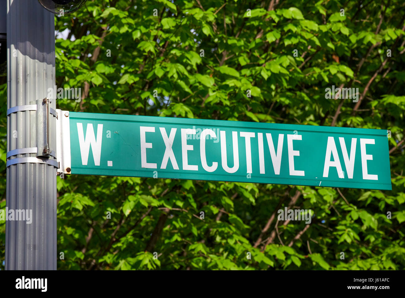 Streetsign für executive Avenue West an der Whitehouse Washington DC USA Stockfoto