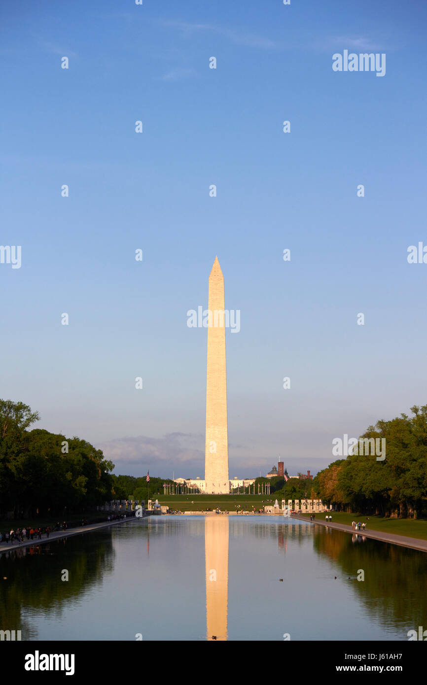 Das Washington Monument und Reflexion in die reflektierenden pool national Mall in Washington DC USA Stockfoto