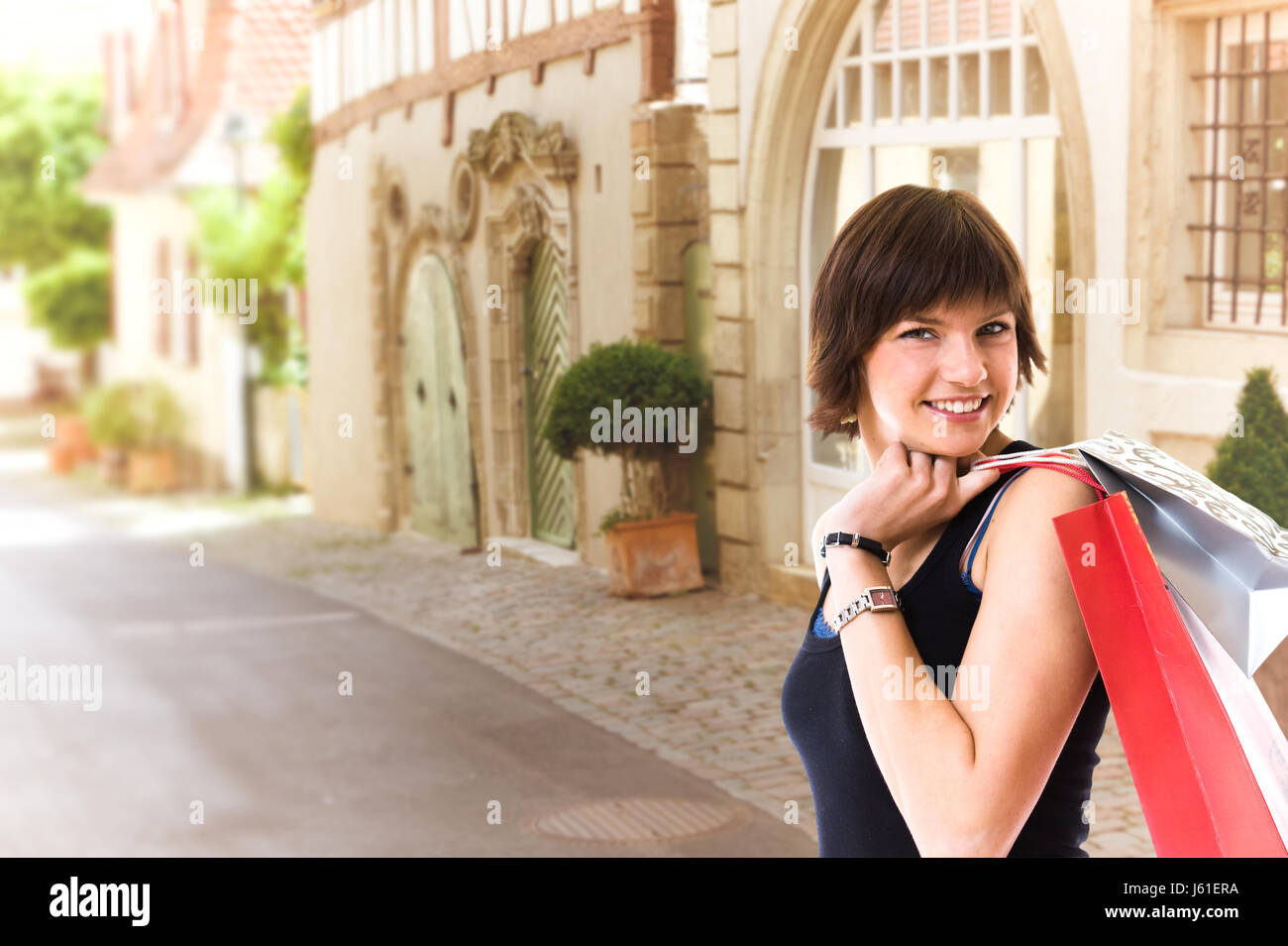 Frau Stadt Stadt Lifestyle shopping Einzelhandel Shop Shop Kaufhaus speichern Mädchen Stockfoto