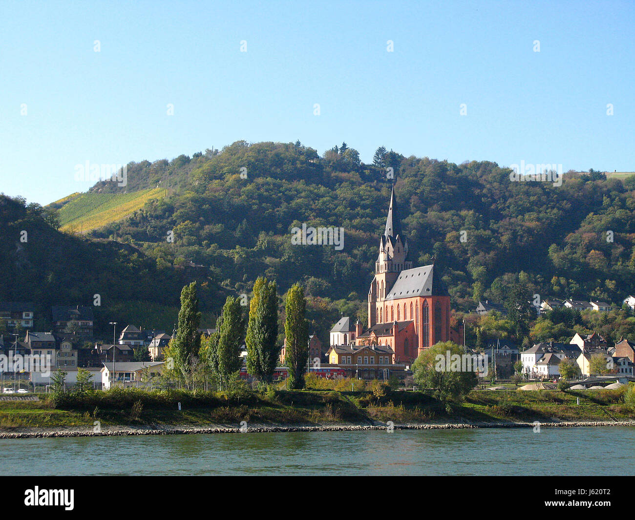 Rhein Romantik Weinbau Bahnhof Altstadt Oktober fallen Herbst oberwesel Stockfoto