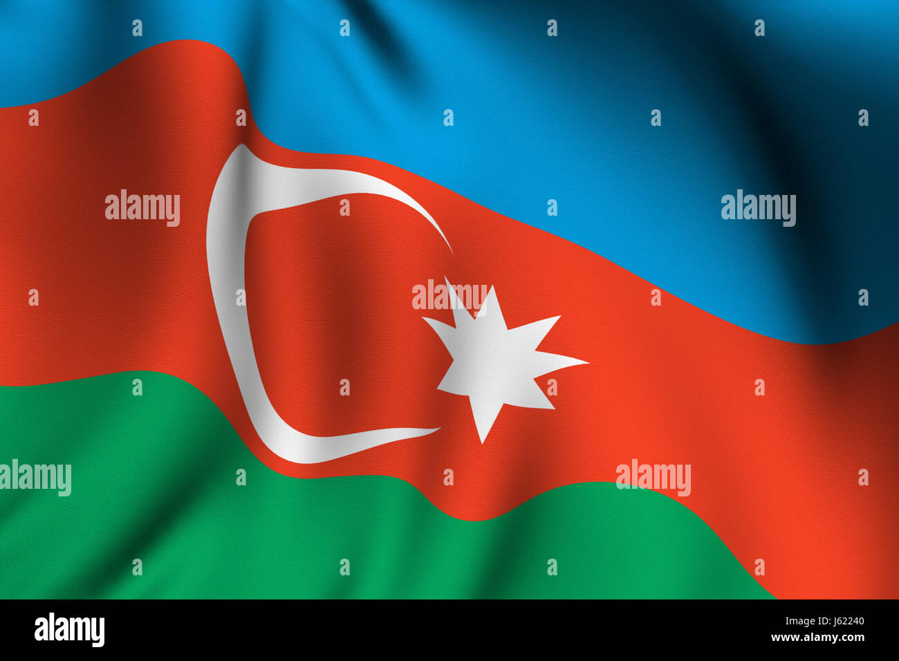 Asien Flagge Aserbaidschan Textile asiatischen Render Makro Nahaufnahme Makro Aufnahme schließen Stockfoto