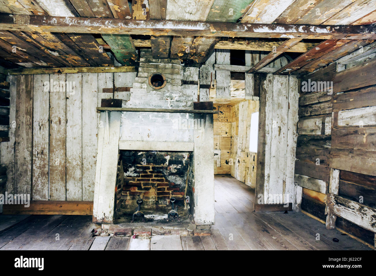 Charleston South Carolina, Lowcountry, Ashley River Road, Magnolia Plantation & Gardens, 1676, Kulturerbe, Sklaverei, Sklavenviertel, Passagierkabine, Inneneinrichtung Stockfoto