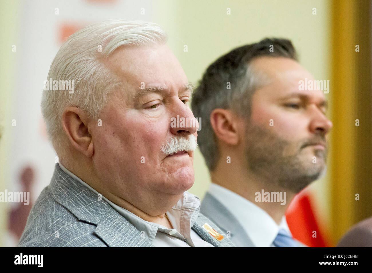 Sopot, Polen. 19. Mai 2017. Ehemaliger Präsident von Polen Lech Walesa mit seinem Sohn Jaroslaw, Mitglied des Europäischen Parlaments, zur Feier des Europatags am Universität Danzig in Sopot, Polen 19. Mai 2017 Credit: Wojciech Strozyk/Alamy Live News Stockfoto