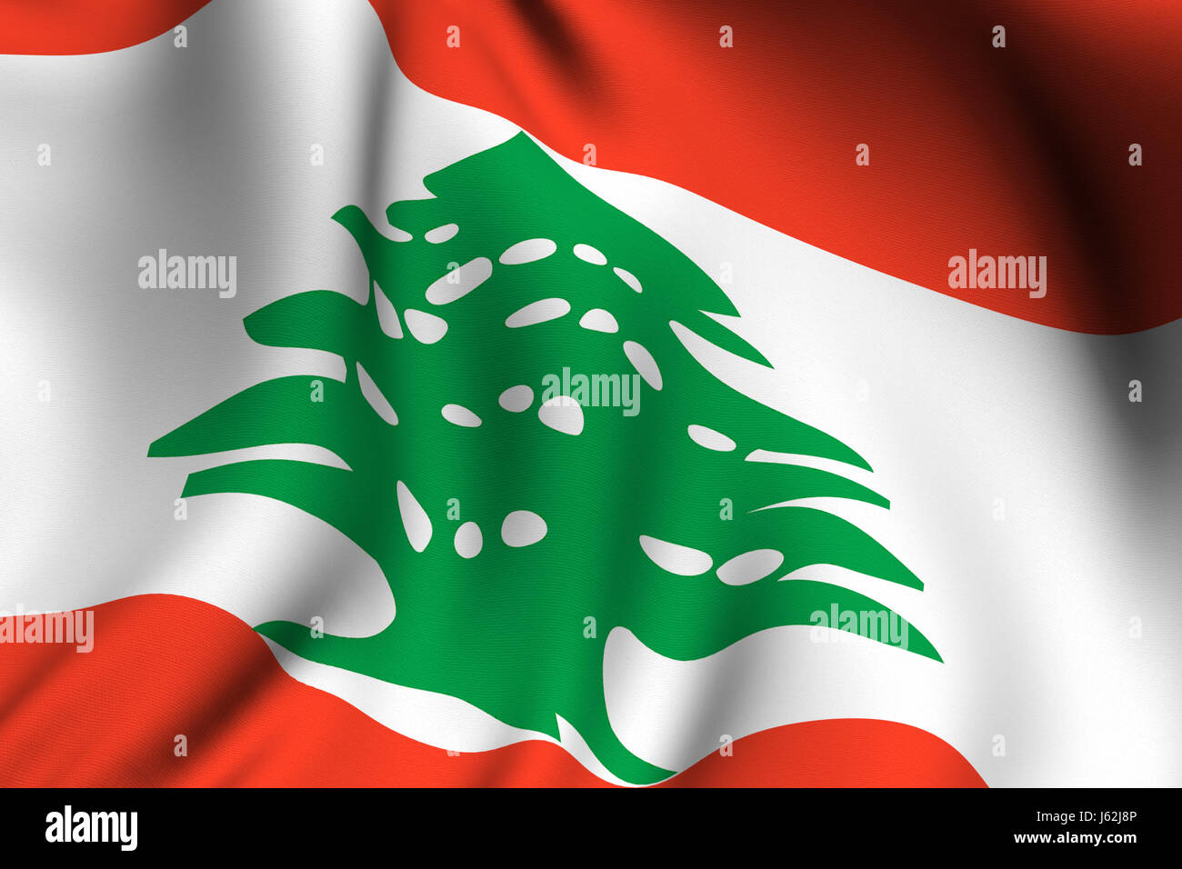 Asien Fahne Nahen Osten asiatischen Libanon Makro Nahaufnahme Makro Aufnahme hautnah Stockfoto