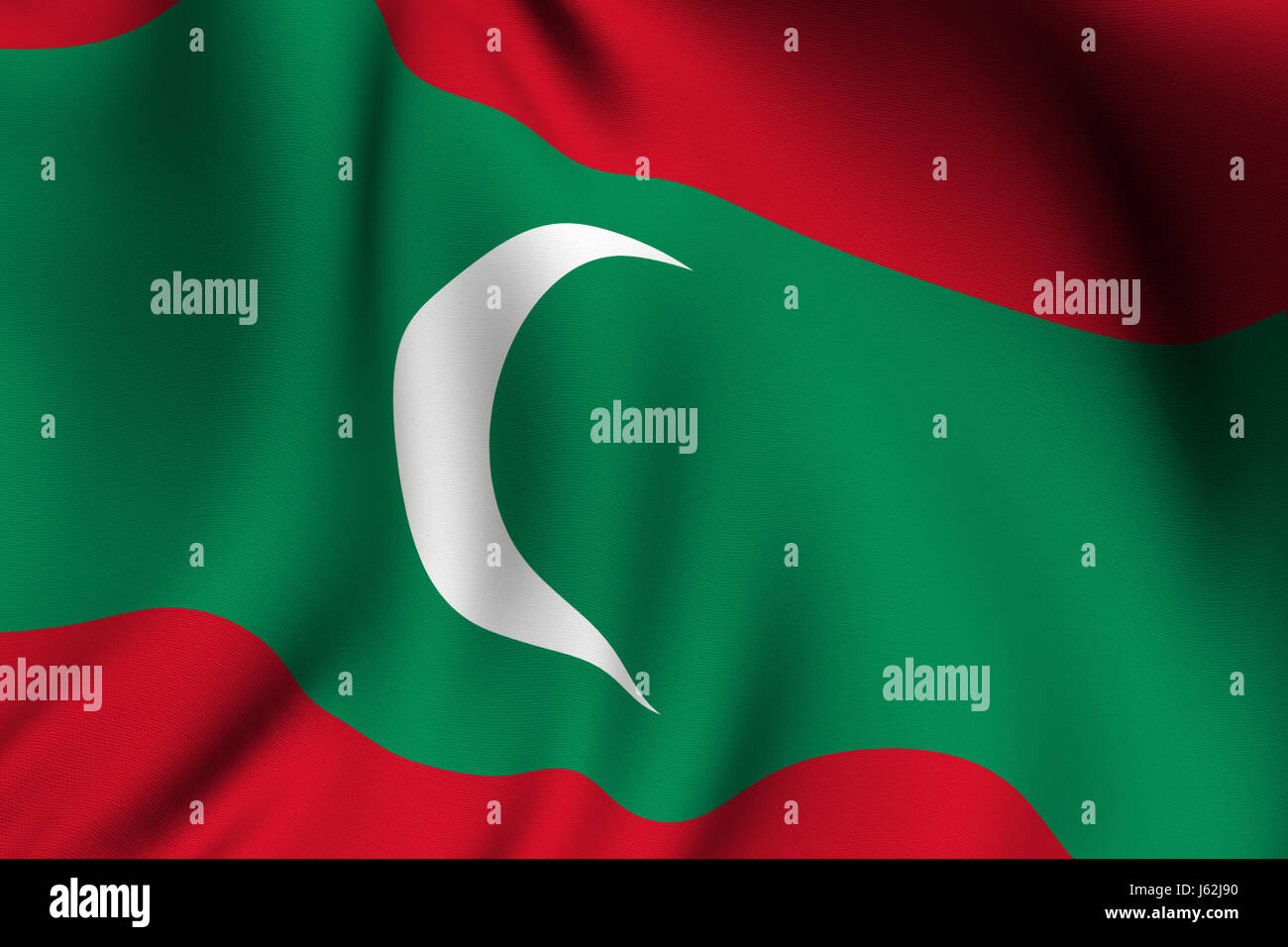 Asien Malediven Fahne asiatische Makro Nahaufnahme Makro Aufnahme hautnah Ansicht Farbe Stockfoto