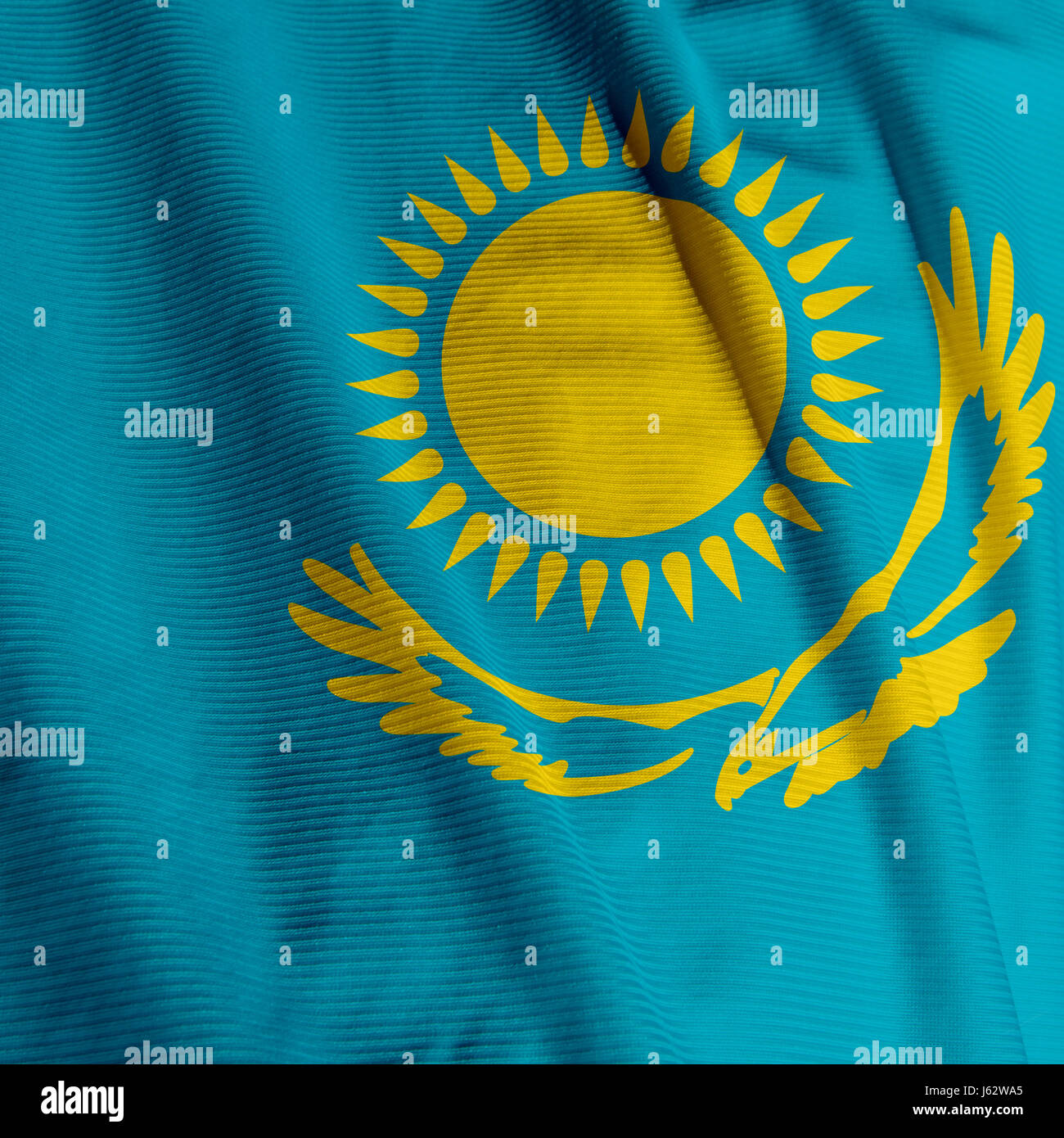 Nahaufnahme Asien Fahne asiatischen Kasachstan blau Makro Nahaufnahme Makro Aufnahme Stockfoto
