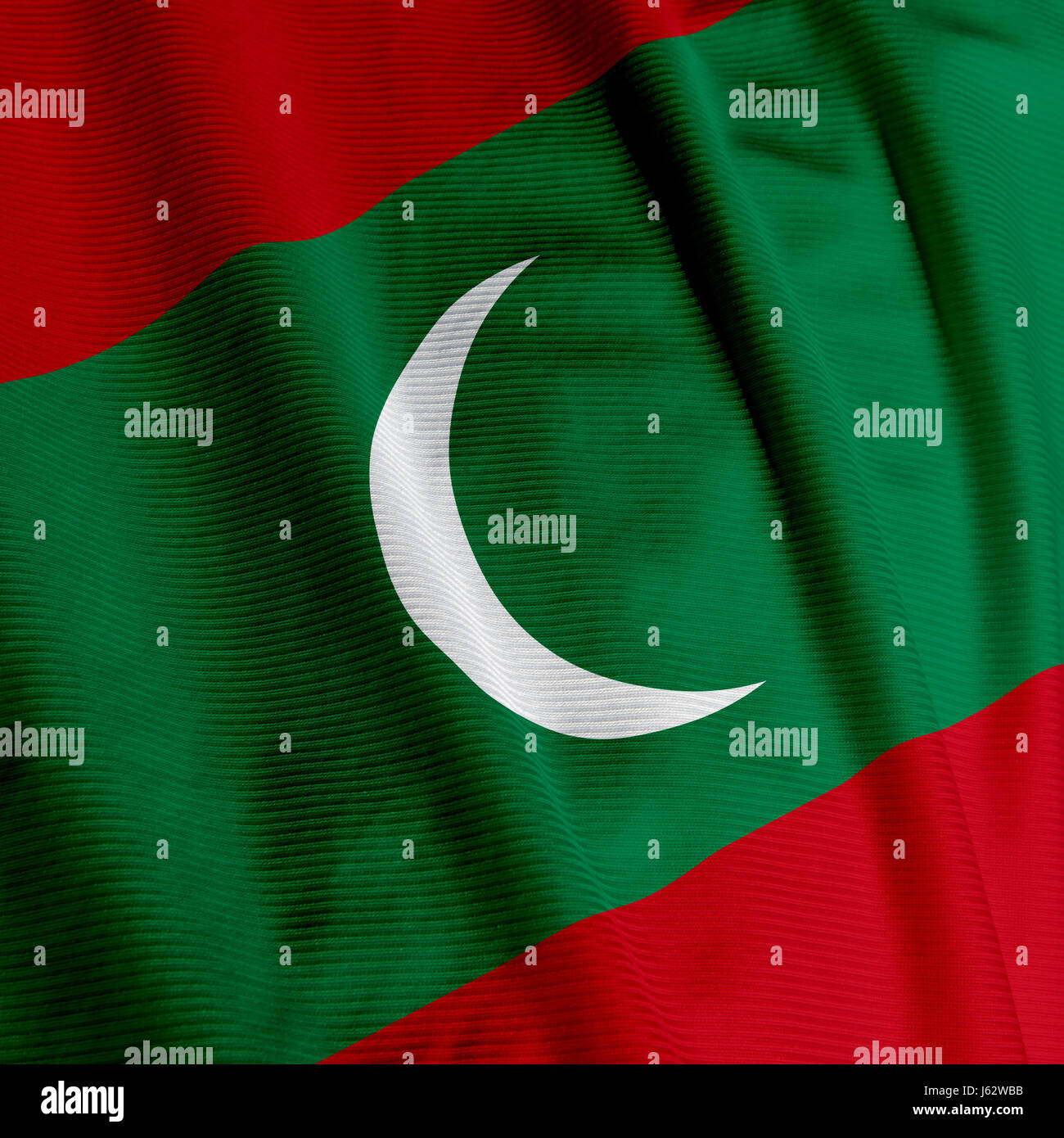 Asien Malediven Fahne asiatische Makro Nahaufnahme Makro Aufnahme hautnah Ansicht Farbe Stockfoto