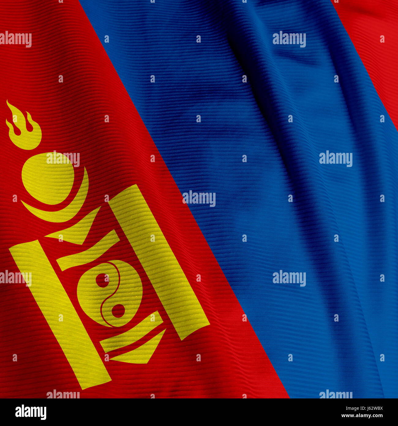 Nahaufnahme Asien Mongolei mongolische Fahne asiatische blau Makro Nahaufnahme Makro Aufnahme Stockfoto