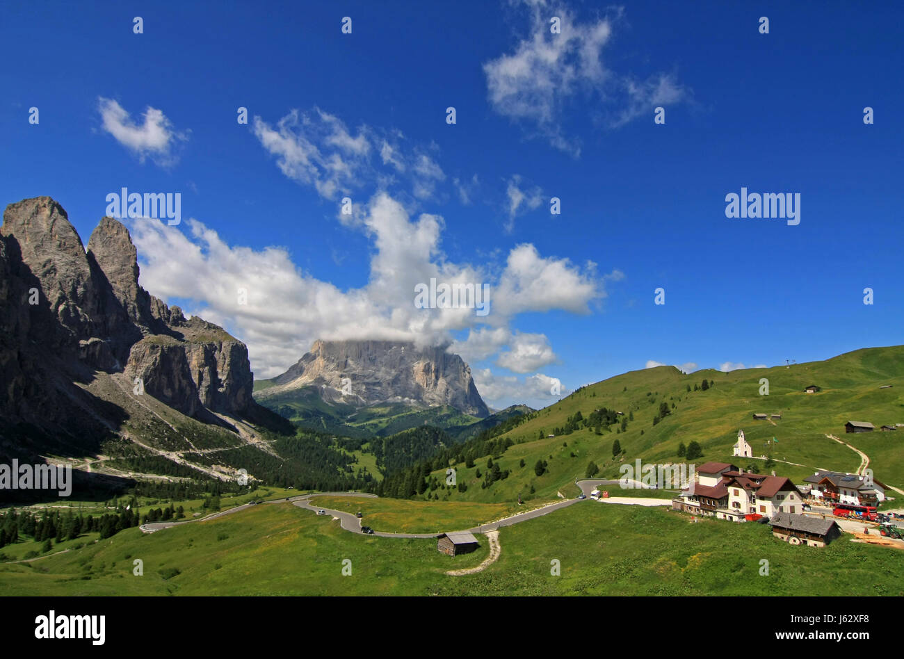 auf das Grödnerjoch Stockfoto