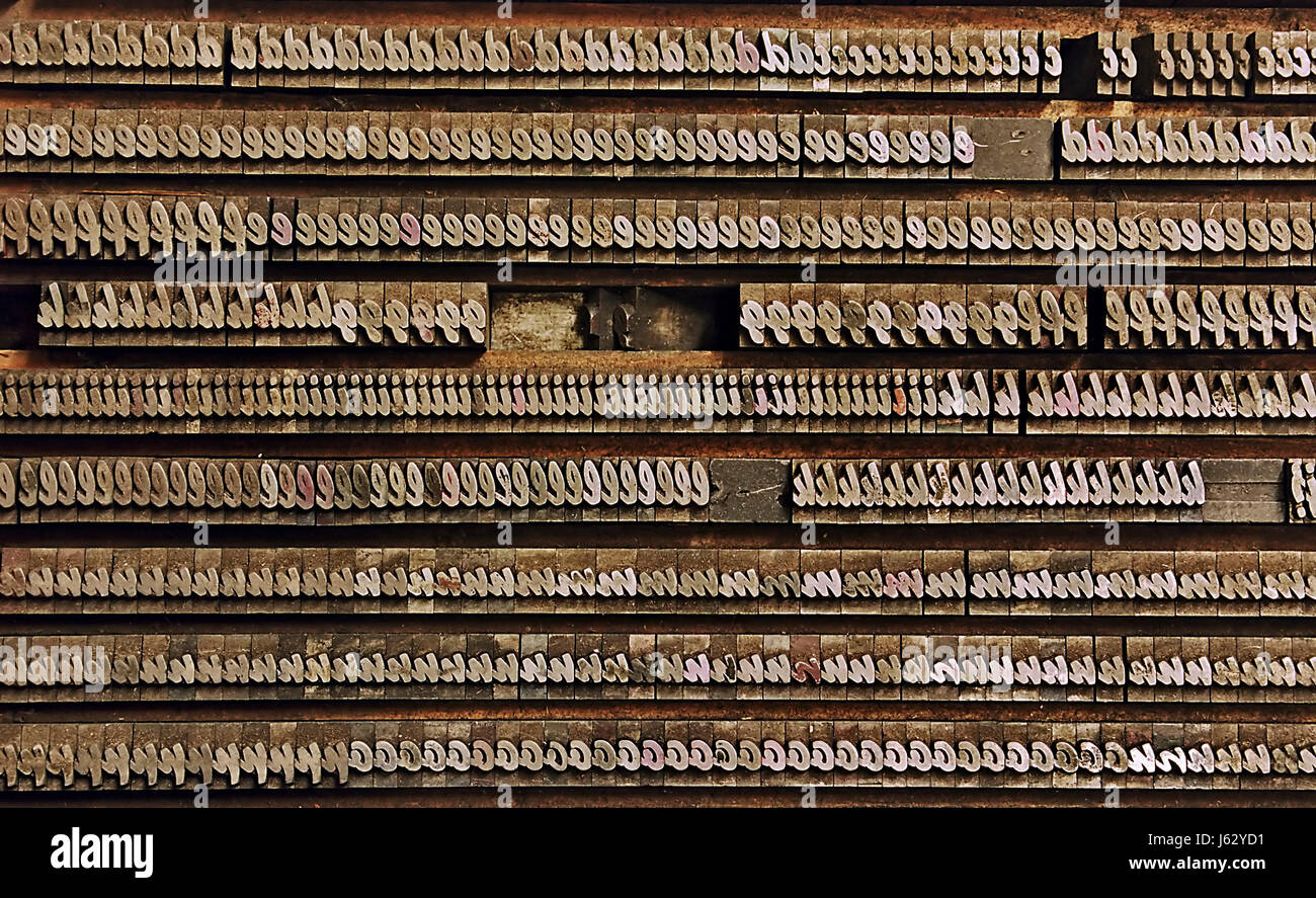 Brief Case Zeitung Journal Briefe Brief Case print alten Lettern lettern Stockfoto