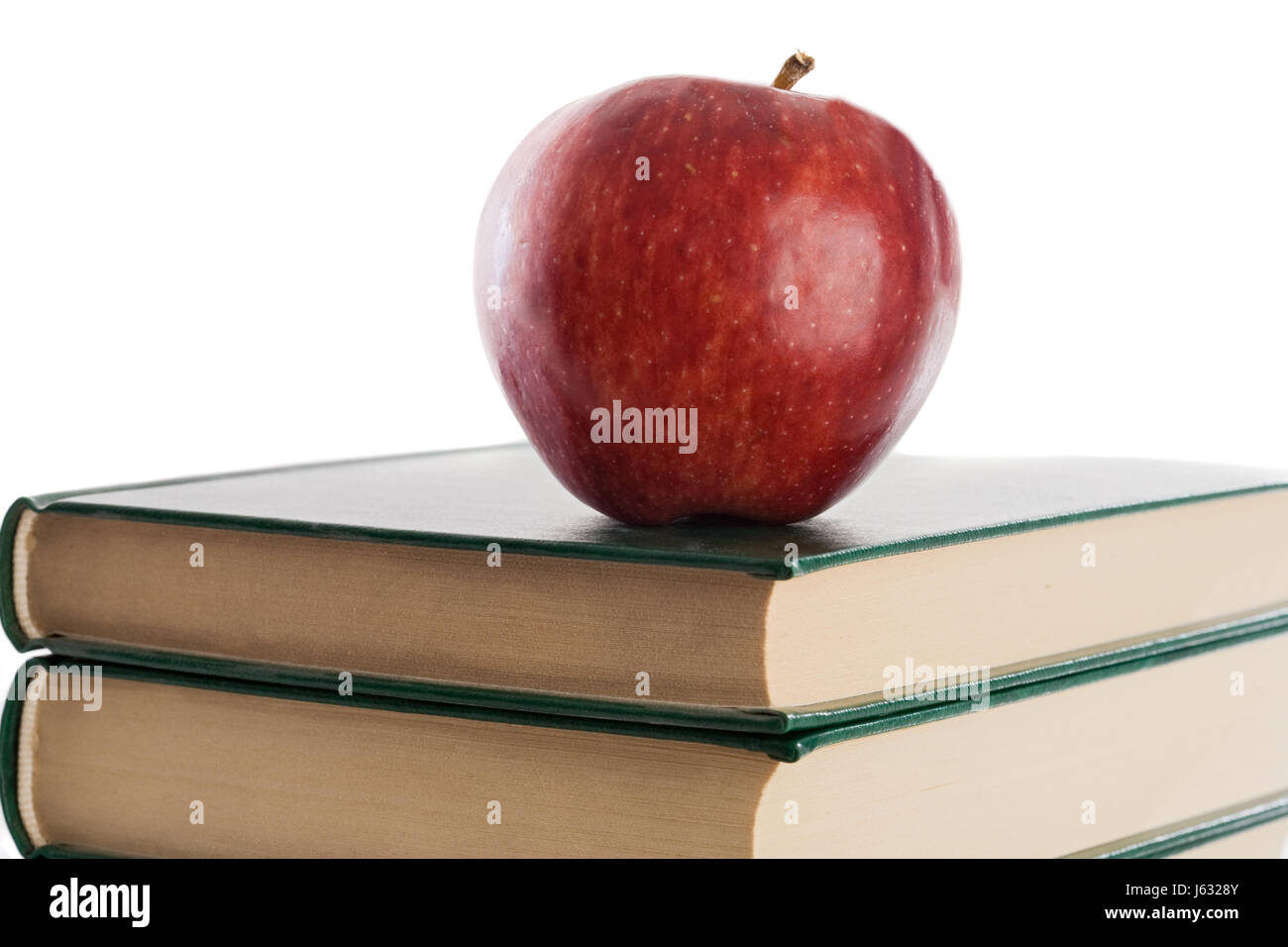 Bücher Top Apfel rot Studie essen Nahrungsmittel Lehrerbildung Objekte erziehen Gesundheit Stockfoto