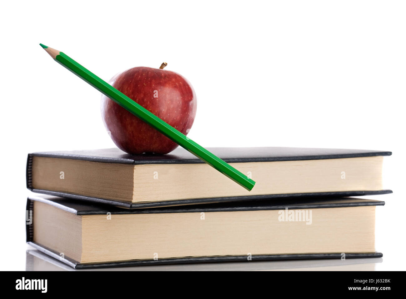 Objekte buchen Apple Stift Stil Bleistift Studie essen Nahrungsmittel Objekte Bildung Stockfoto