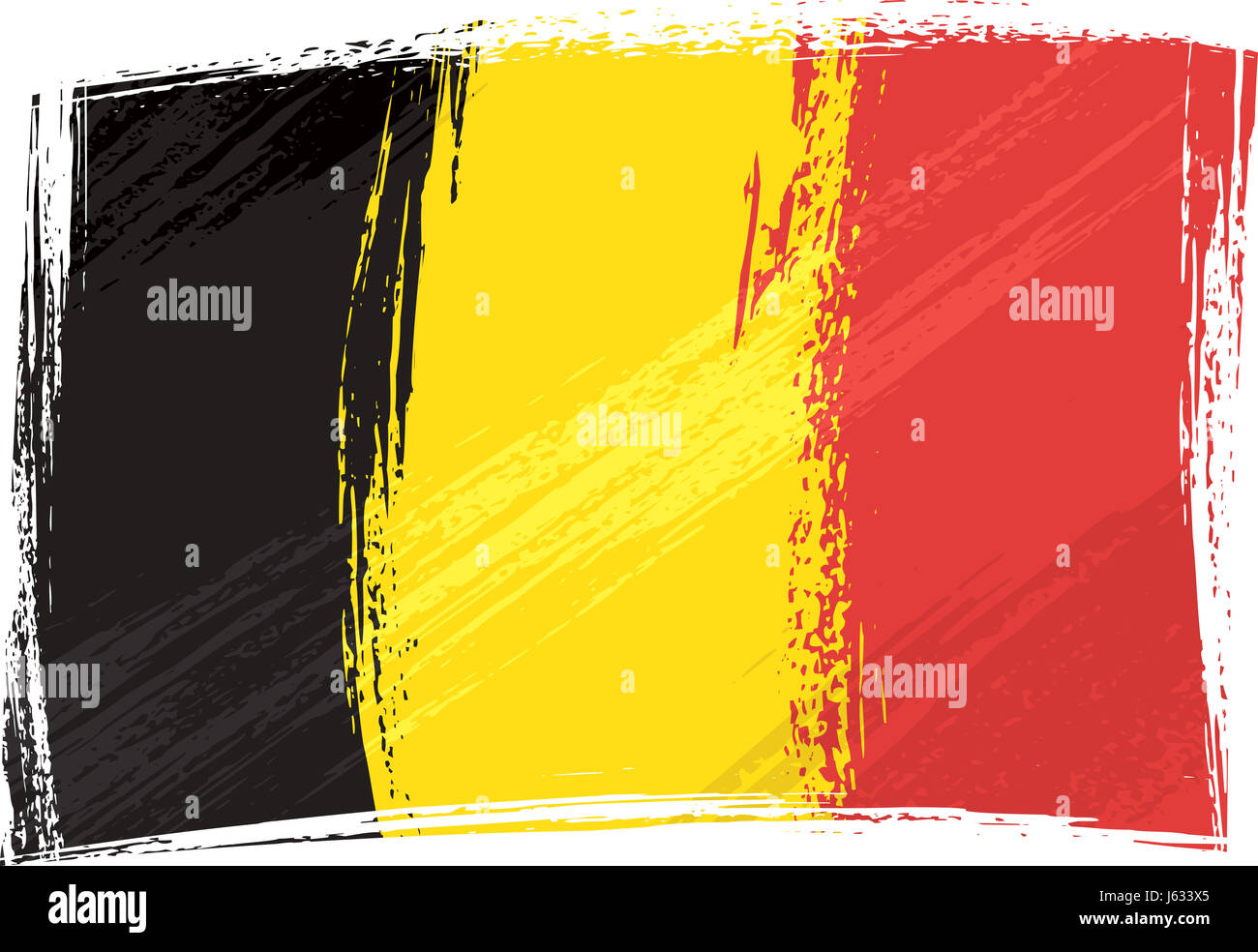Flagge Belgien Emblem Staub grobe schwarze dunkelhäutige kohlschwarze tiefschwarze leer Europäischen Stockfoto