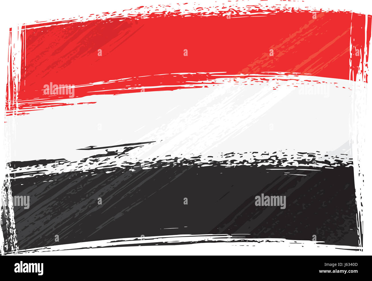 Flagge Jemen Emblem Asien Staub grobe schwarze dunkelhäutige kohlschwarze tiefschwarz Stockfoto