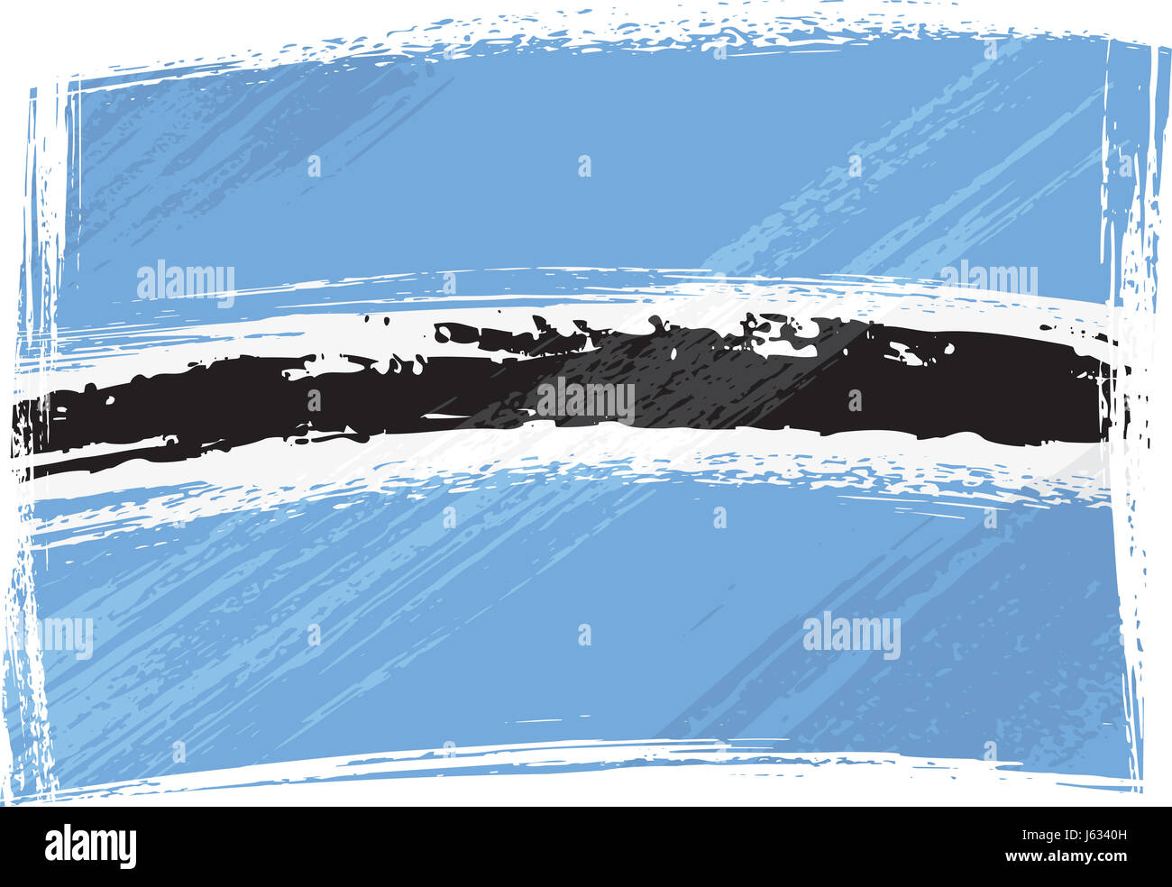 Flagge Botswana blaue Emblem Afrika Staub grobe schwarze dunkelhäutige kohlschwarze tiefschwarz Stockfoto