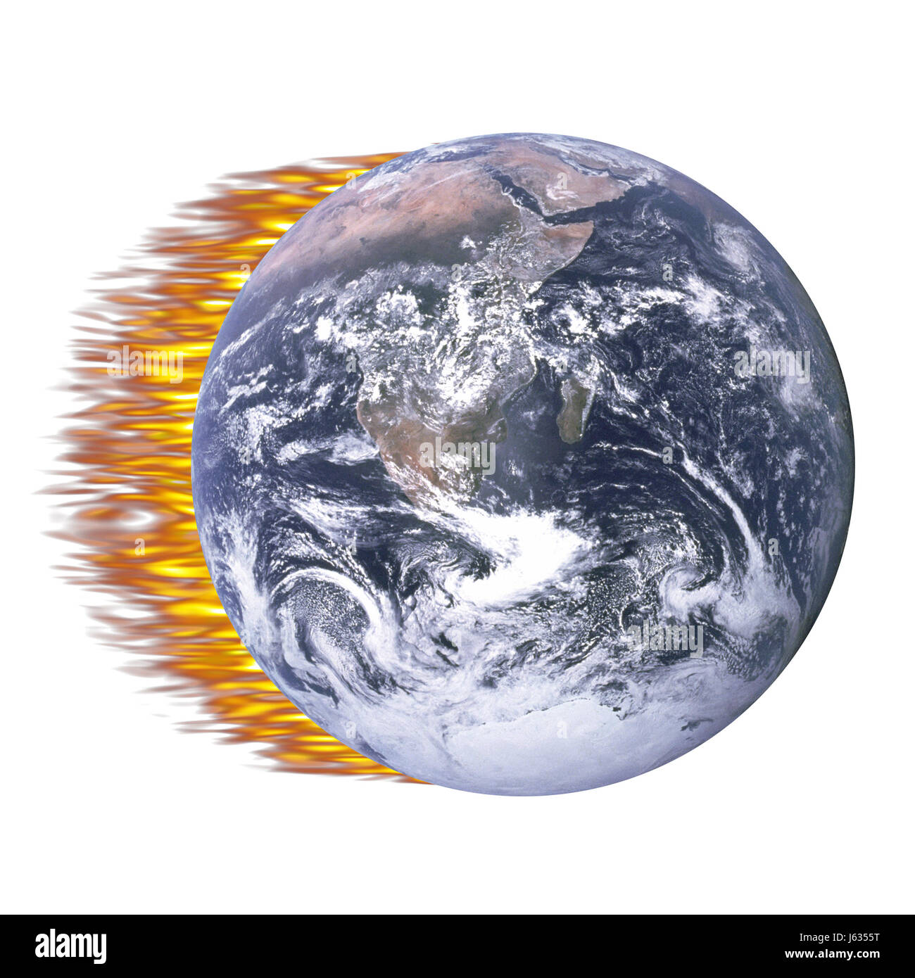 Feuer Flächenbrand Katastrophe Globus Planet Erde Welt brennen Kugel Bewegung Stockfoto