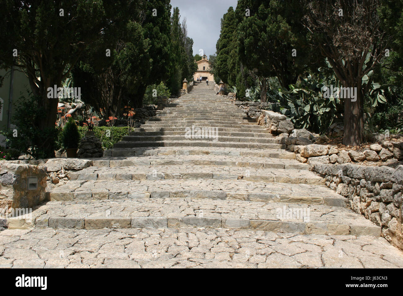 Schritte Calvariberg Pollensa, mallorca Stockfoto