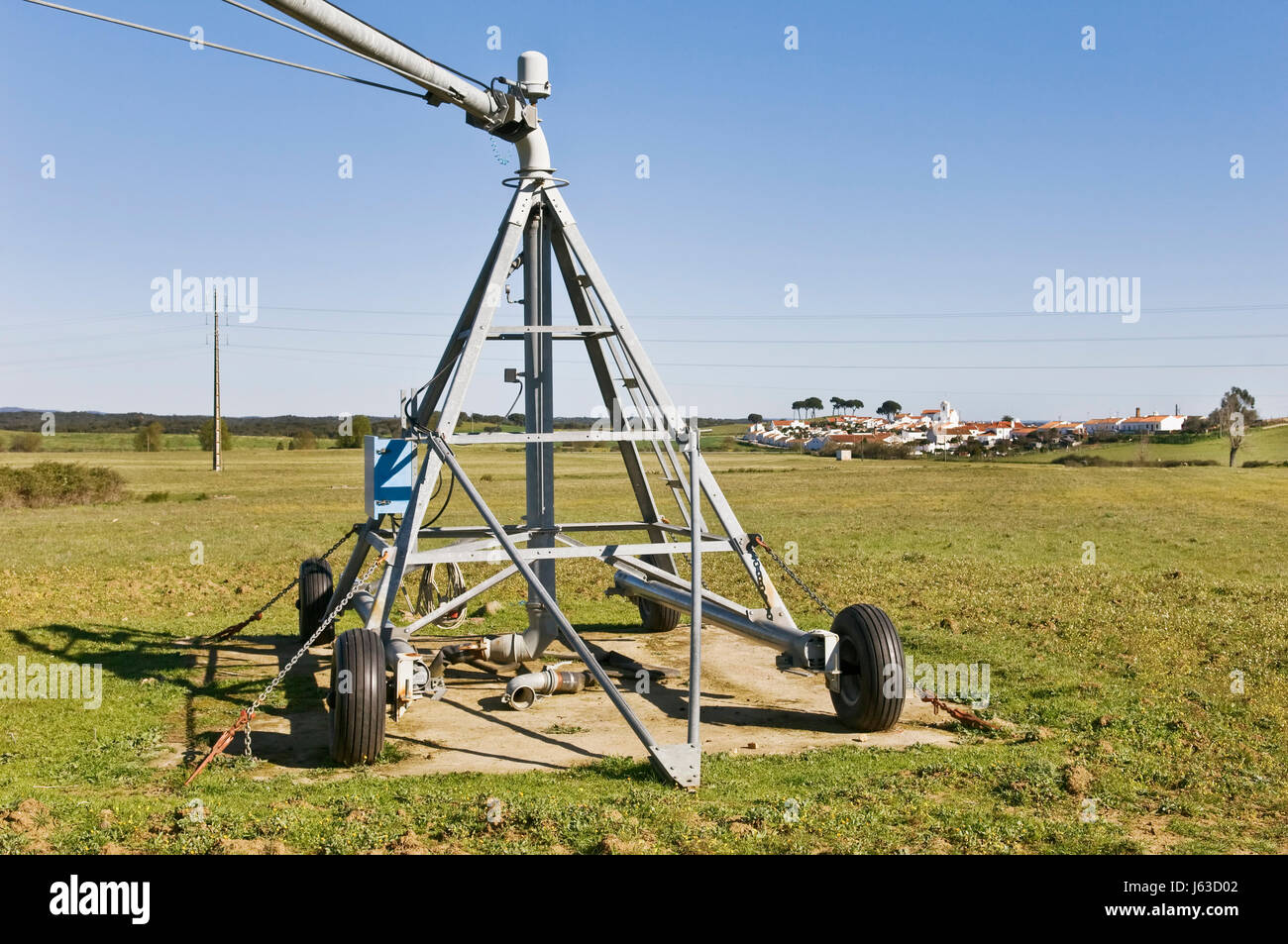 Maschinen Landwirtschaft Landwirtschaft schlicht Pivot Ackerland ländlichen Maschine gießen Stockfoto