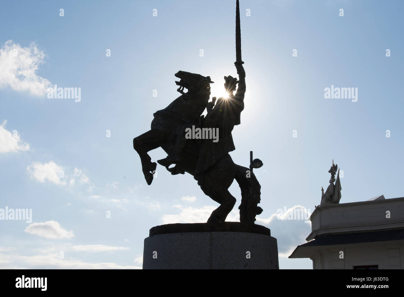 Statue von Svatopluk vor der Burg in Bratislava Stockfoto