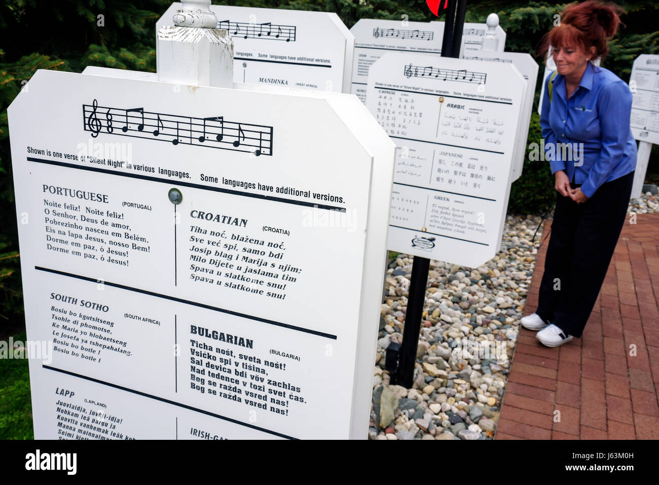 Michigan Saginaw County, Frankenmuth, deutsche bayerische Volksgemeinschaft, Bronner's Christmas Wonderland, Silent Night Memorial Chapel Stockfoto