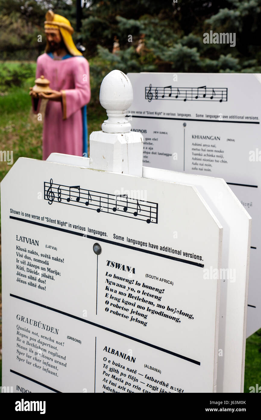 Michigan Saginaw County, Frankenmuth, deutsche bayerische Volksgemeinschaft, Bronner's Christmas Wonderland, Silent Night Memorial Chapel Stockfoto