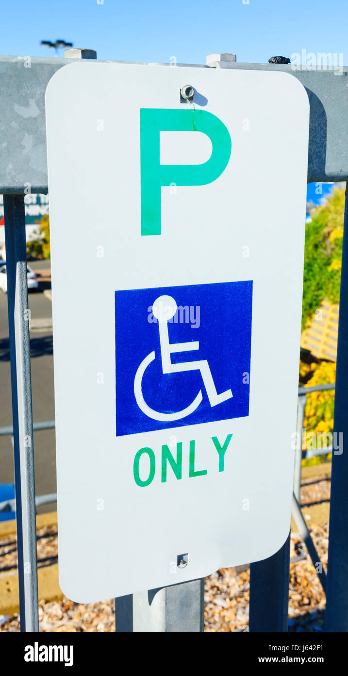 Behinderten Parkplätze nur Zeichen, New-South.Wales, NSW, Australien Stockfoto
