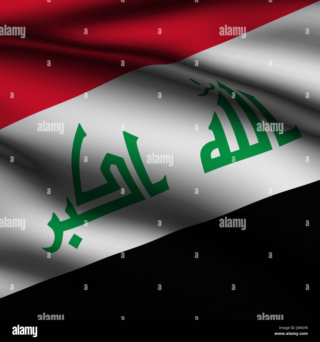 Asien Fahne asiatische Irak Makro Nahaufnahme Makro Aufnahme hautnah Ansicht Farbe Stockfoto