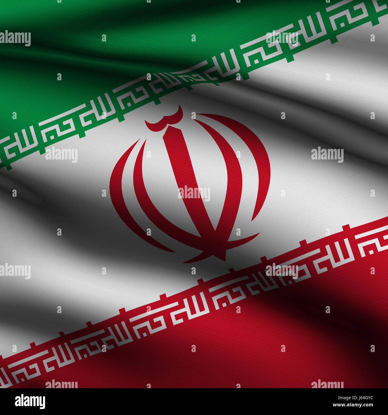 Asien Fahne asiatische Iran Makro Nahaufnahme Makro Aufnahme hautnah Ansicht Farbe Stockfoto