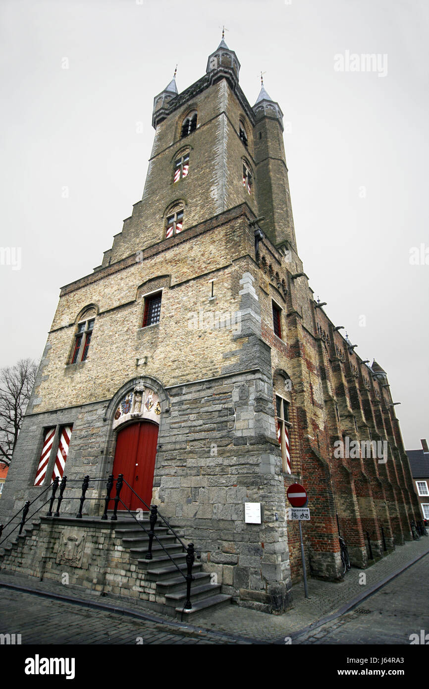 Holland Rathaus Niederlande Flandern Treppen Turm historischen Ziel Passage Stockfoto
