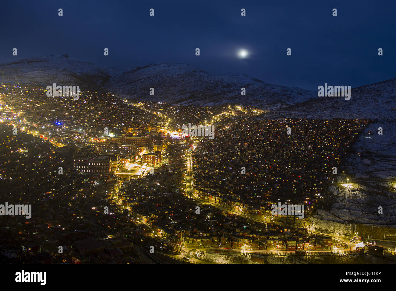 Wuming Buddhist College Nacht der Provinc Seda County, Sichuan, China Stockfoto