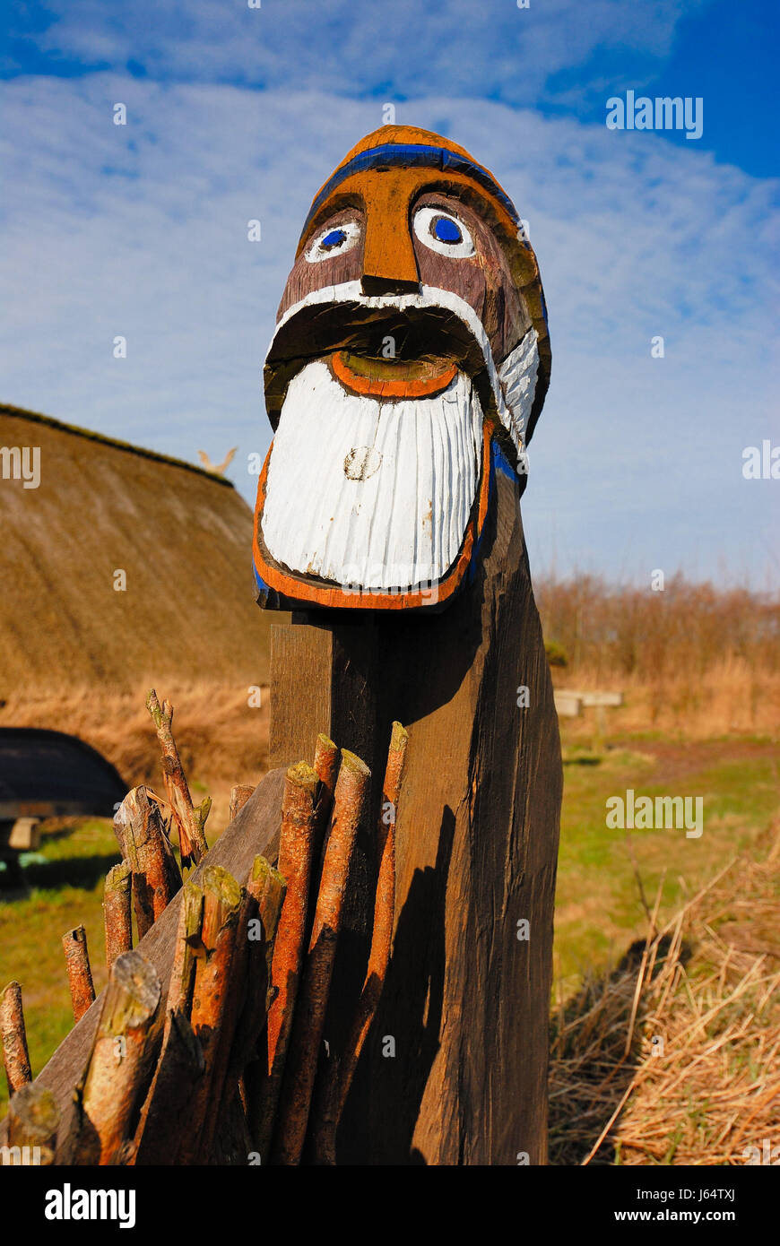 Geschichtskultur Viking Holz Figur Wikinger Kunst Kultur Stämme Europa-Dänemark Stockfoto