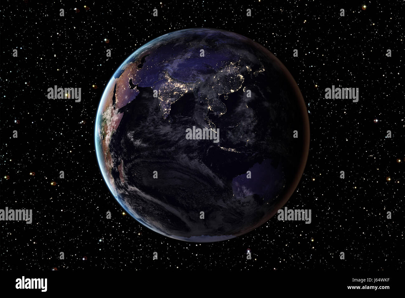Planet Erde aus dem Weltraum in der Nacht. Elemente dieses Bildes, eingerichtet von der NASA Stockfoto