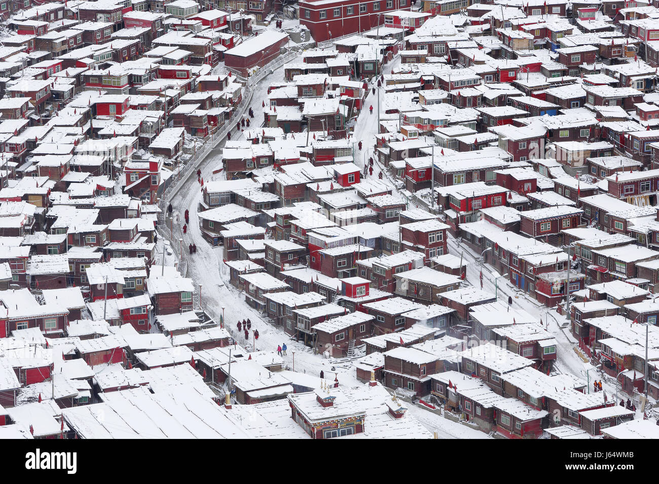 Wuming Buddhist College Schnee der Provinc Seda County, Sichuan, China Stockfoto