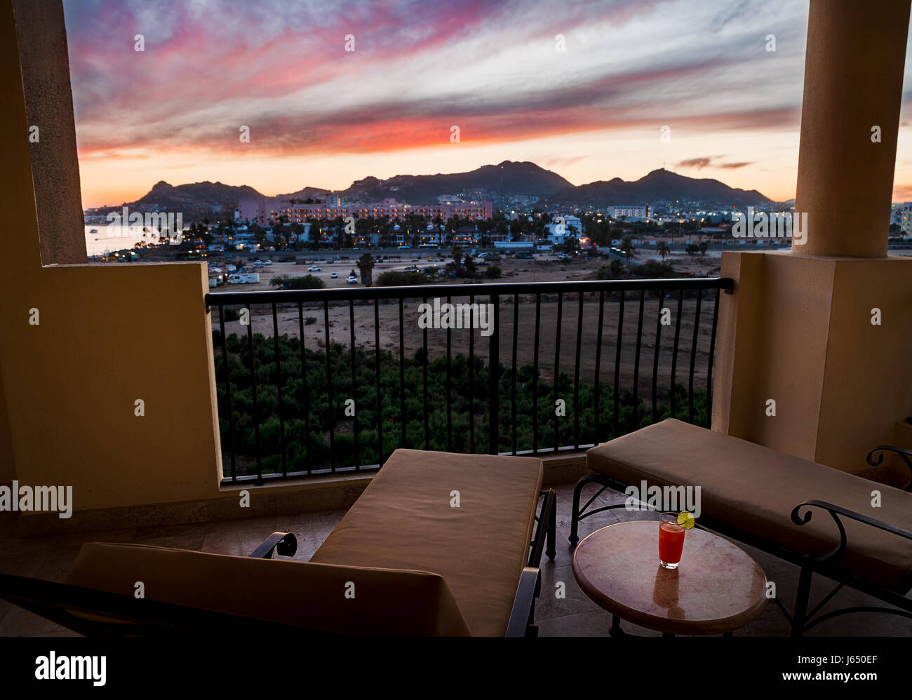 Aussicht vom Hotel Balkon von Cabo San Lucas. Stockfoto